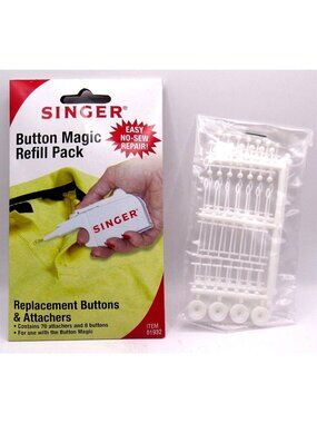 Singer Button Magic Refill Pack Replacement Buttons & Attachers No-Sew Repair Ki